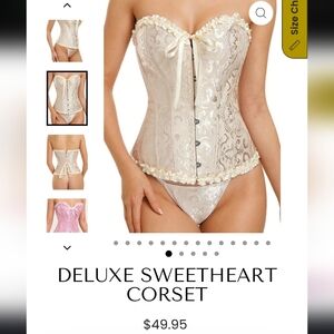 🎁 NIP Deluxe Sweetheart Cream Corset Set